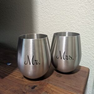 Stainless Steel Mr. & Mrs. Wine Tumblers